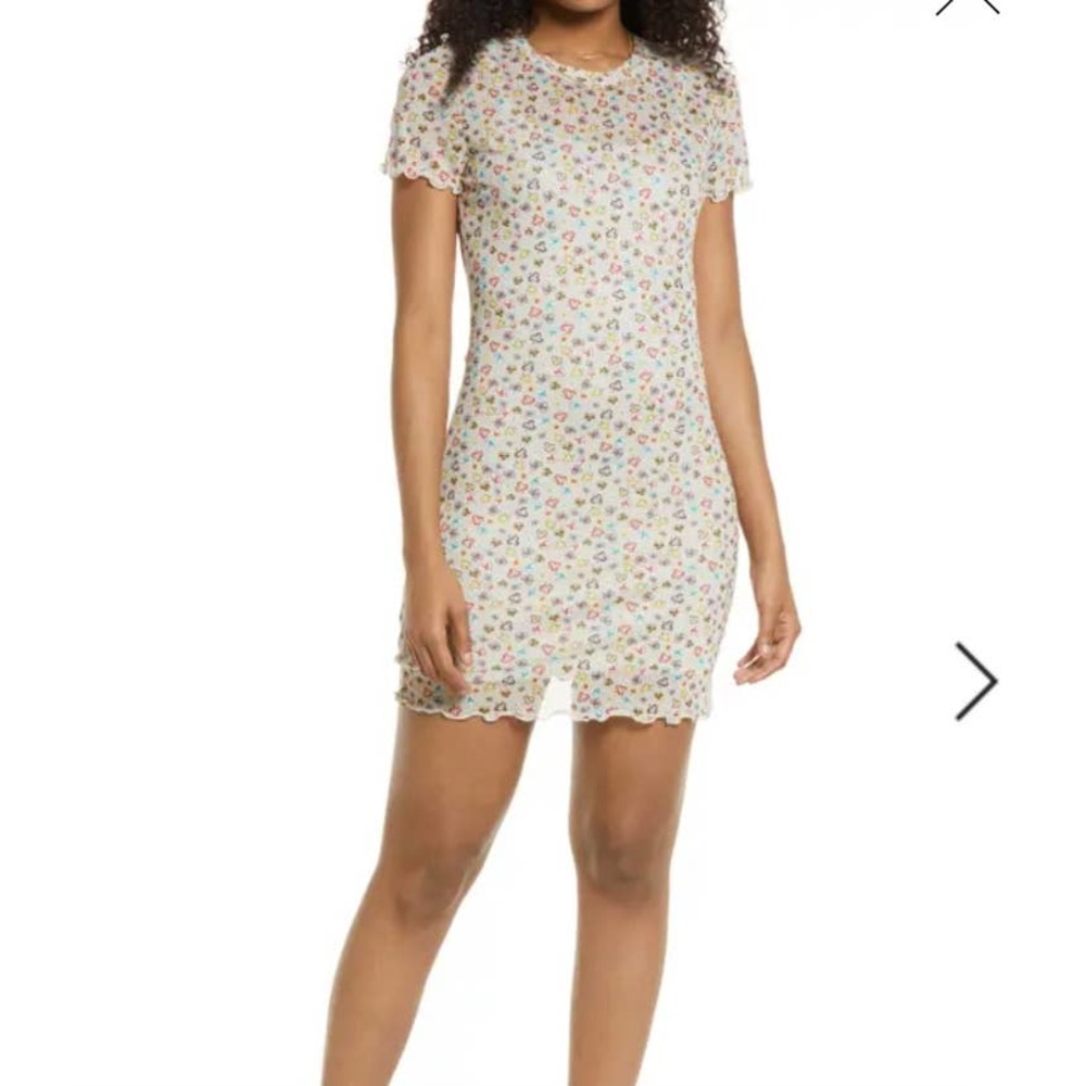 NWT BP. Ditsy Print Mesh Overlay Dress In Ivory Glass Ditsy large